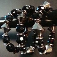 Three Piece Set Black Vintage Glass Bracelet