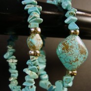 Two Piece Set Turquoise 14K Gold Plated