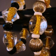 Two Piece Set, Venetian Glass, Brass, Ceramic, Swarovski Crystal