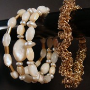 Four Piece Set Mother of Pearl, 14K Gold Plated
