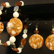 Bracelet Three Piece Set White Agate Rosestone